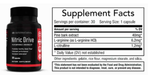 Nitric Drive single bottle with ingredients