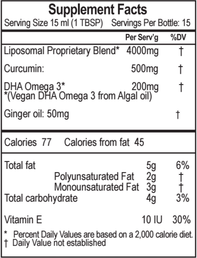 Liposomal Curcumin Gold ingredients