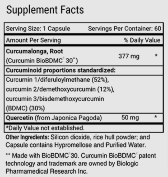 Curcumitol-Q Supplement Facts