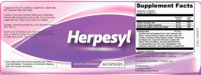 Herpesyl Supplement Facts