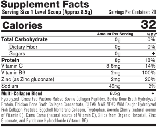 AnnieMak Clean Multi Collagens Supplement Facts