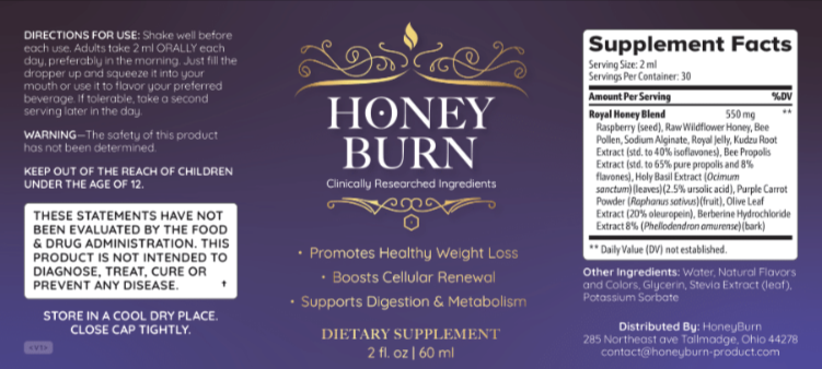 Honey Burn Supplement Facts
