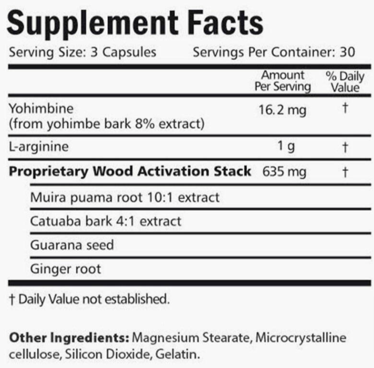 Brazilian Wood Supplement Facts