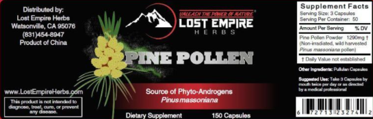 Lost Empire Herbs Pine Pollen Supplement Facts
