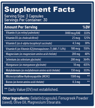 PeakBiome OstiStrong Ingredients