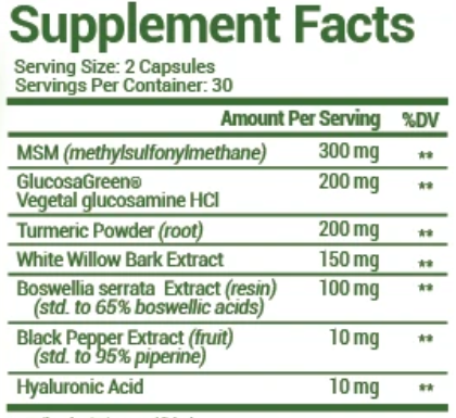 Joint Hero Supplement Facts