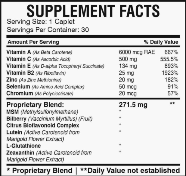 Ocutamin supplement facts