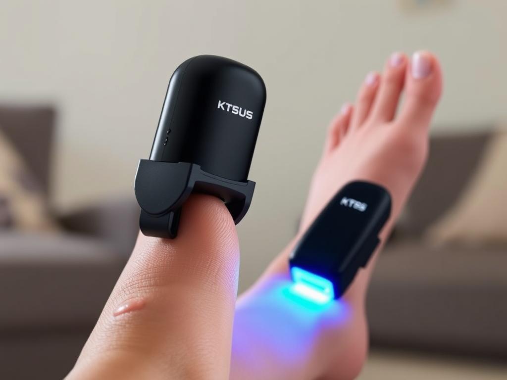 KTS Nail Fungus Laser Therapy Device treating toenail fungus KTS Nail Fungus Laser Therapy Device treating toenail fungus